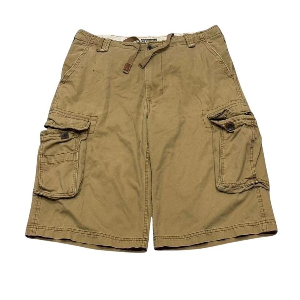 Route 66 Mens Khaki Cargo Shorts Tan Cotton Utility Relaxed Fit Size 34 Y2K